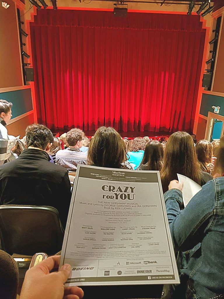 Attended the last sold out performance of Crazy for You (musical). Despite the distracting mustache malfunction and the small stage, these kids were pretty amazing. Those tap dance skills though ... wow! — attending Crazy for You at Village Theatre.