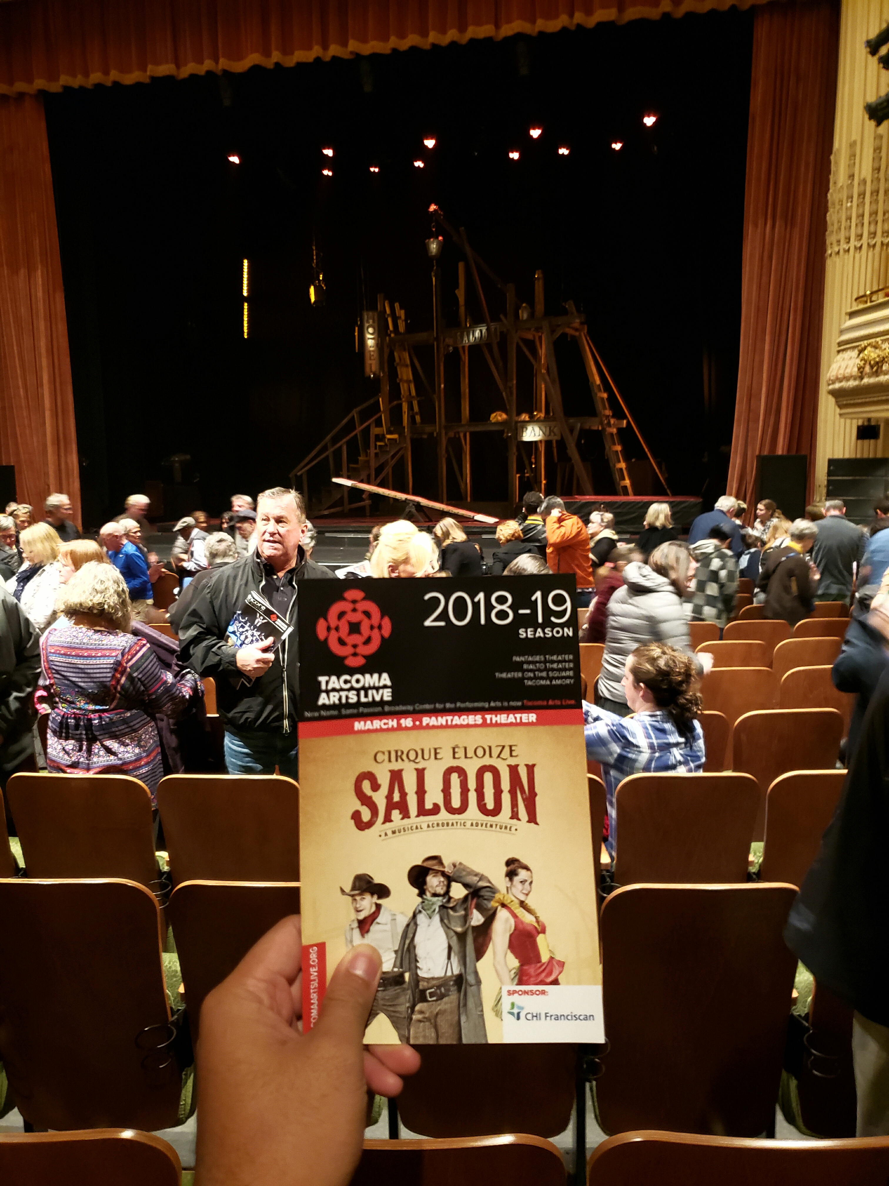 Watched @CirqueEloize's #Saloon at @TacomaArtsLive. Better than @CirqueDuSoleil but it was no @Teatro_ZinZanni. #Corney comedic relief. Trailer was better than the real thing. #Circus #WildWildWest #Acrobatics