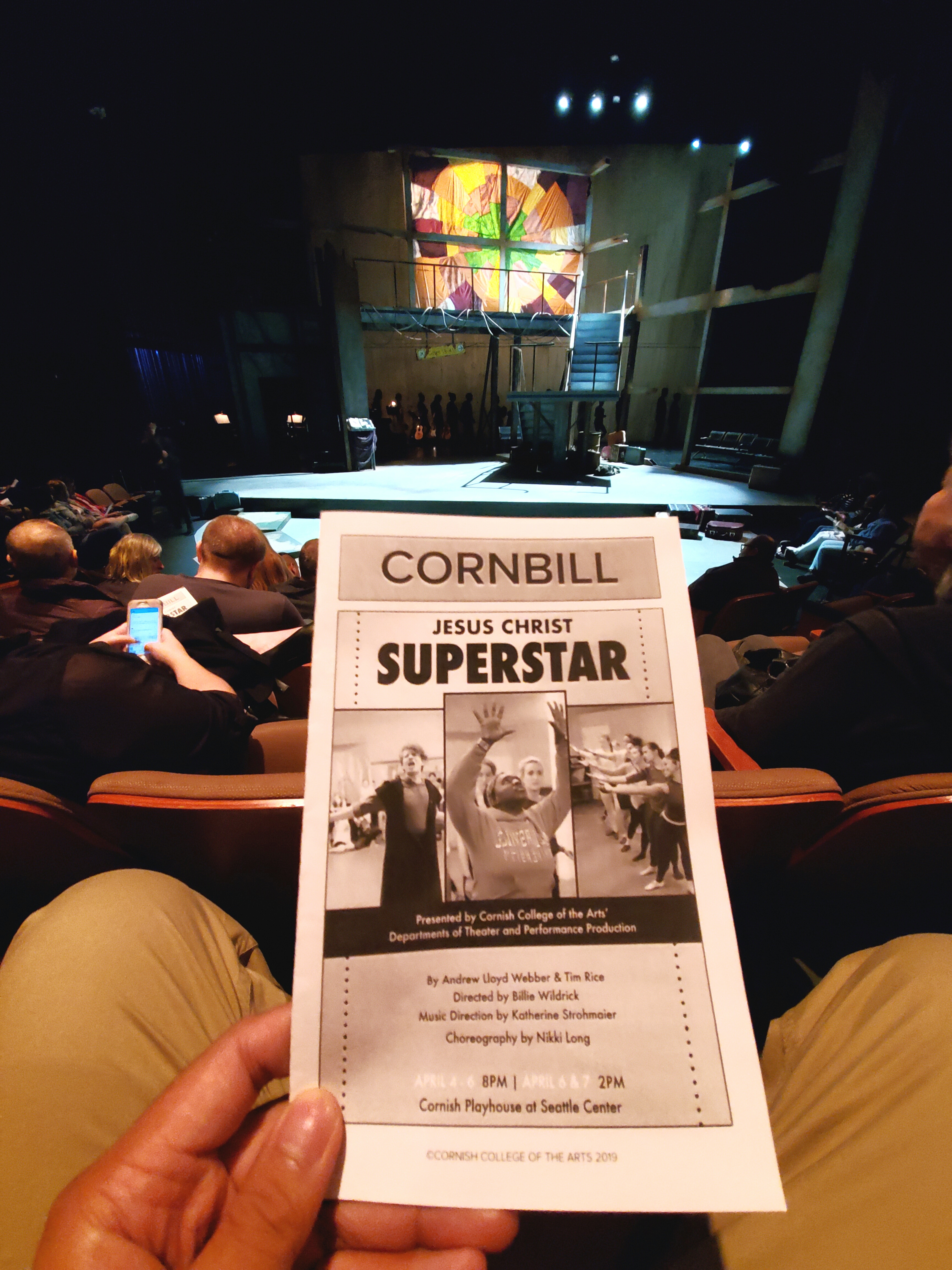 @JesusChristSuperstar w/ @CornishCollegeOfTheArts. Unexpected #postApocalyptic #tribal airport theme. Casting (mostly #genderBlind) was not well suited for vocal ranges & the shortage of male theatre actors was grossly apparent. Great band & choreography though.