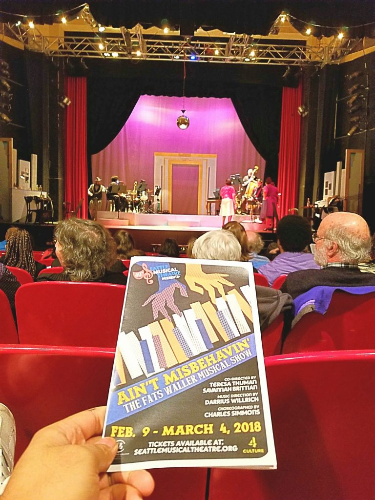 Opening night to "Ain't Misbehaving - The Fats Waller Musical Show." Didn't realize this was a musical revue ... not a musical. That's what I get for not reading up about what I attend! ?It's a shame the bad sound system setup distracted from the amazing voices.