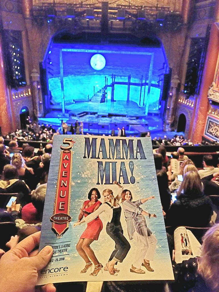 Watched MAMMA MIA! Obviously, the past national tours were better. But who can say no to a feel good saccharine musical? "See that girl. Watch that scene. Diggin' the dancing queen!" ?
