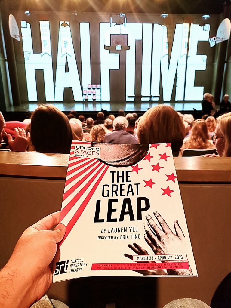 World premiere of "The Great Leap" play. Chinese American basketball player stars in a USA vs communist China game held during the Tiananmen Square Massacre. Not a fan of sports and politics but this was sooo so good! — attending a performance at Seattle Repertory Theatre.