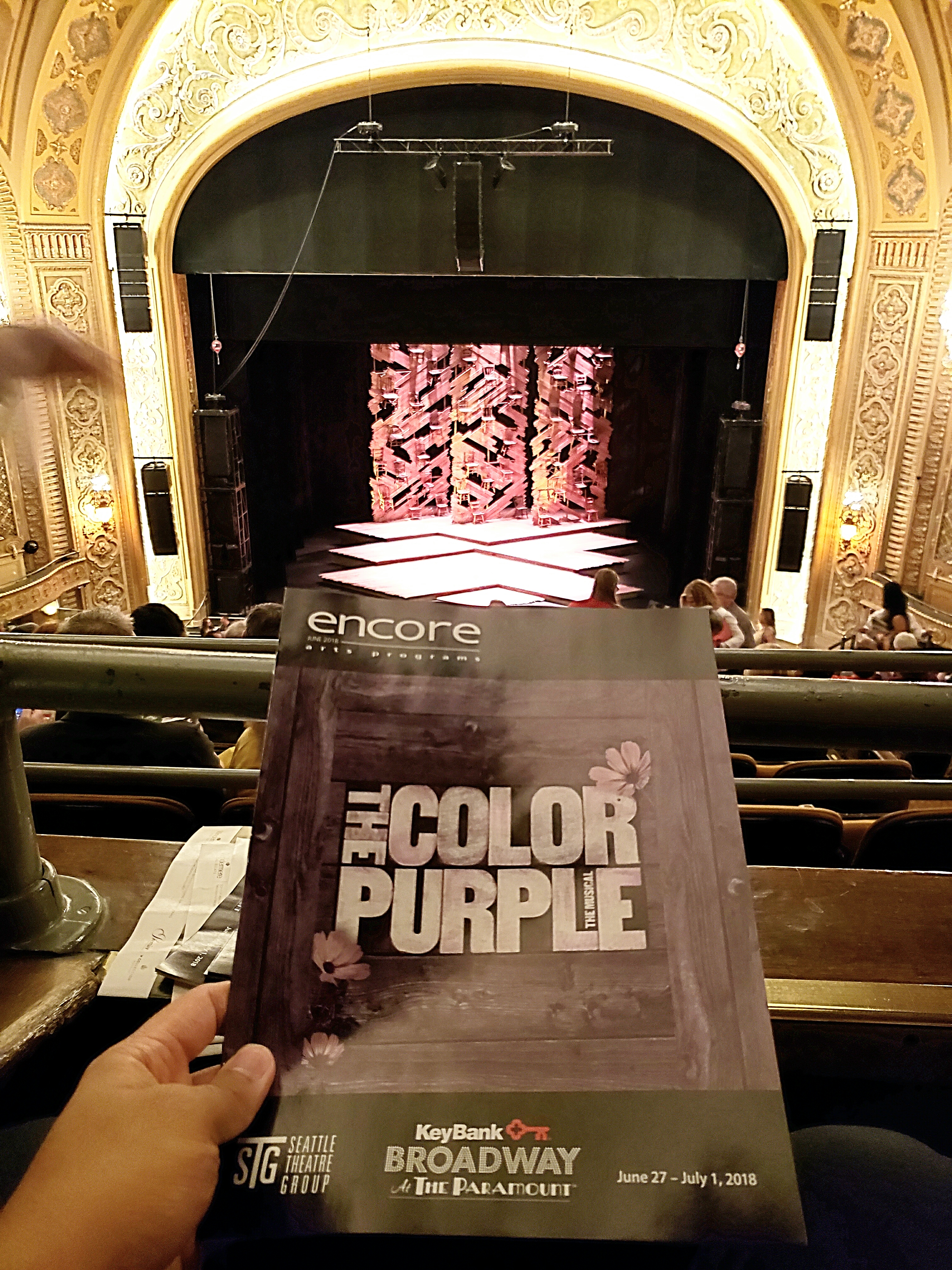 Evening performance of The Color Purple Musical. Men and the patriarchal system suck! Also, I've never seen the movie but I can't imagine Oprah Winfrey as Sofia.