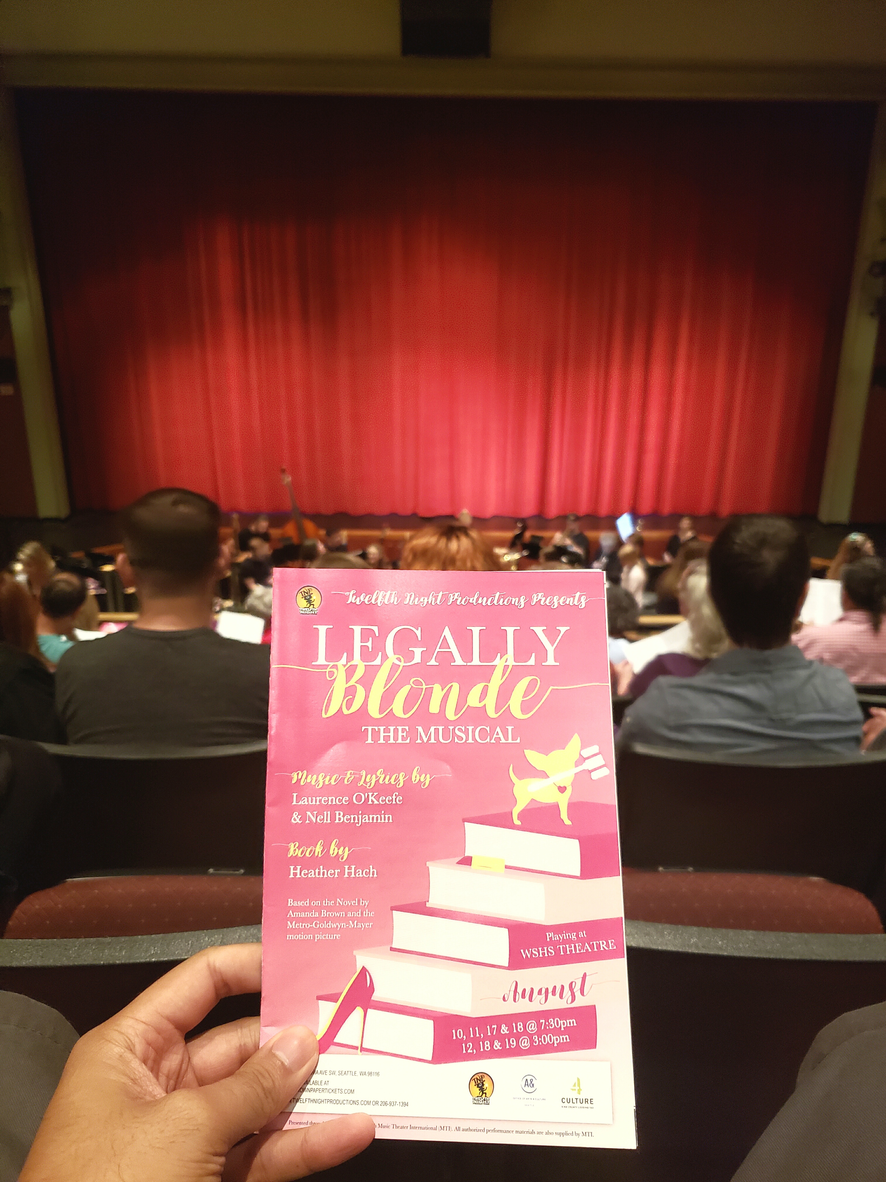 Last performance of Legally Blonde the Musical. Mics should have more volume. Slower tempo than other productions I've seen. Supporting cast was strong (more than main characters). Huge unrealized potential here!