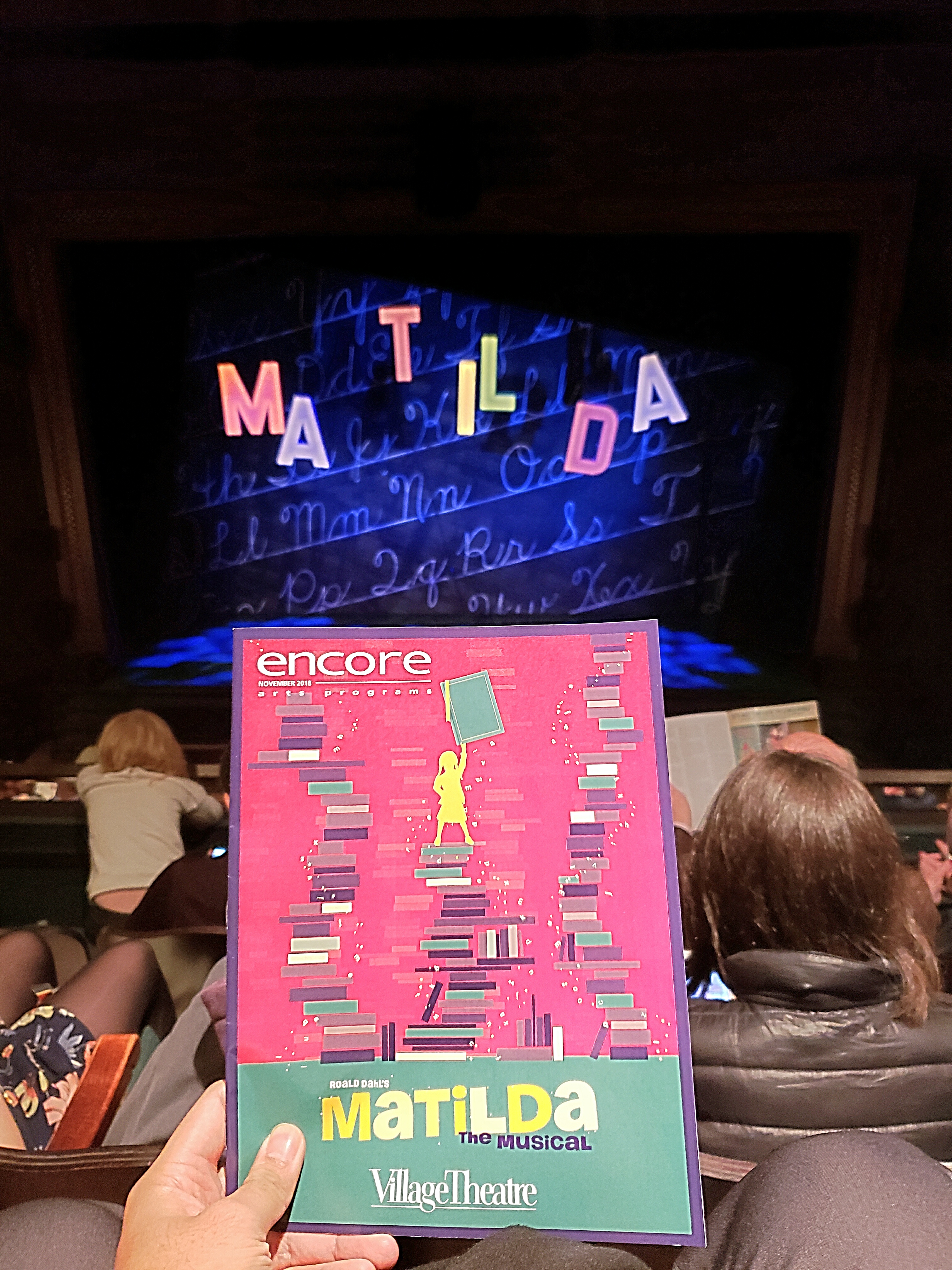 Watched Matilda The Musical, based on Roald Dahl's book. Takes me back to elementary! Too kid-friendly though ... but figured I shouldn't let my season ticket go to waste. Great quality like the national tour.