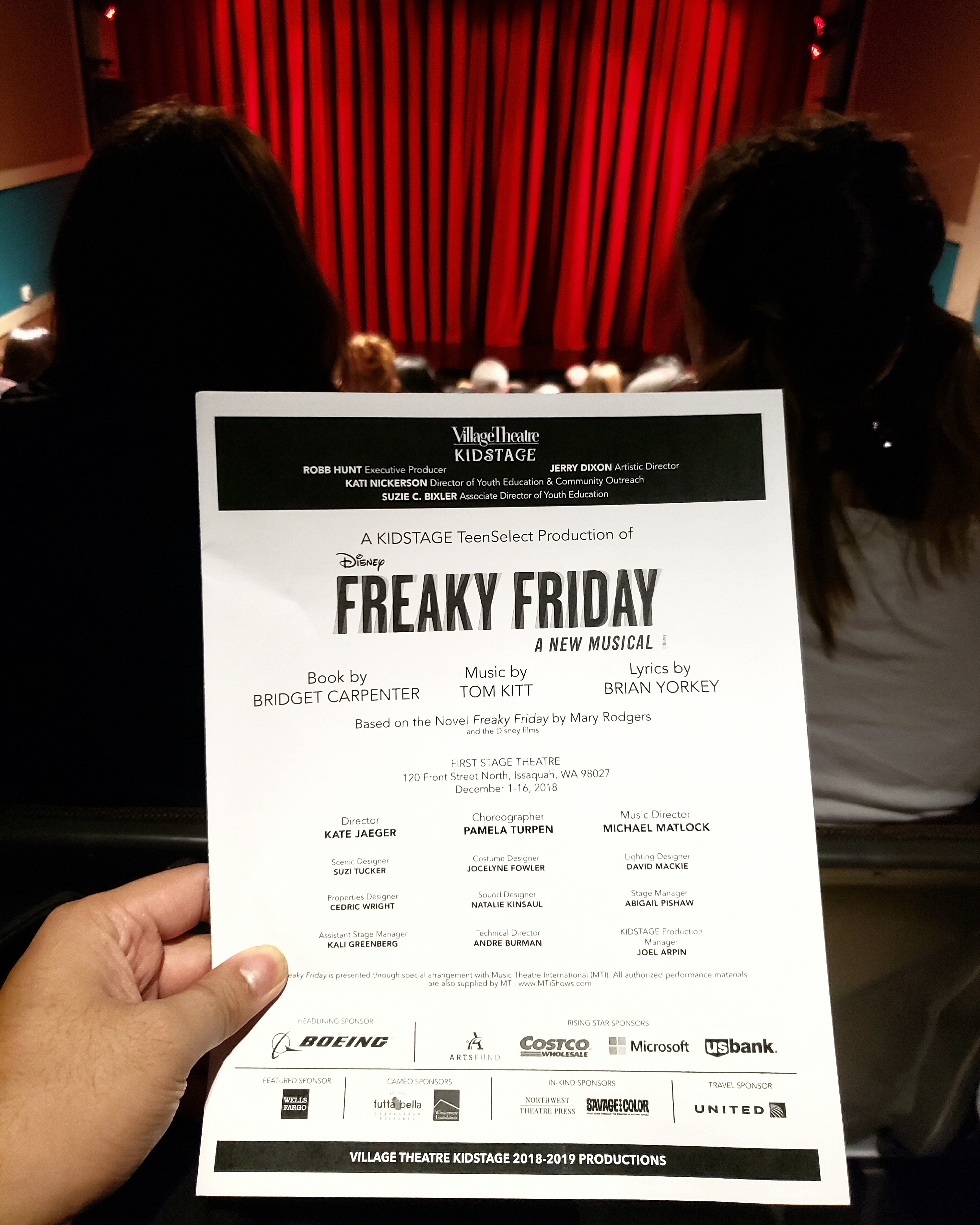 Village Theatre's last performance of Disney's #freakyfriday stage #musical adaptation. Typical generic feel of a #madefortv movie on the Disney Channel. Good songs and harmony though.