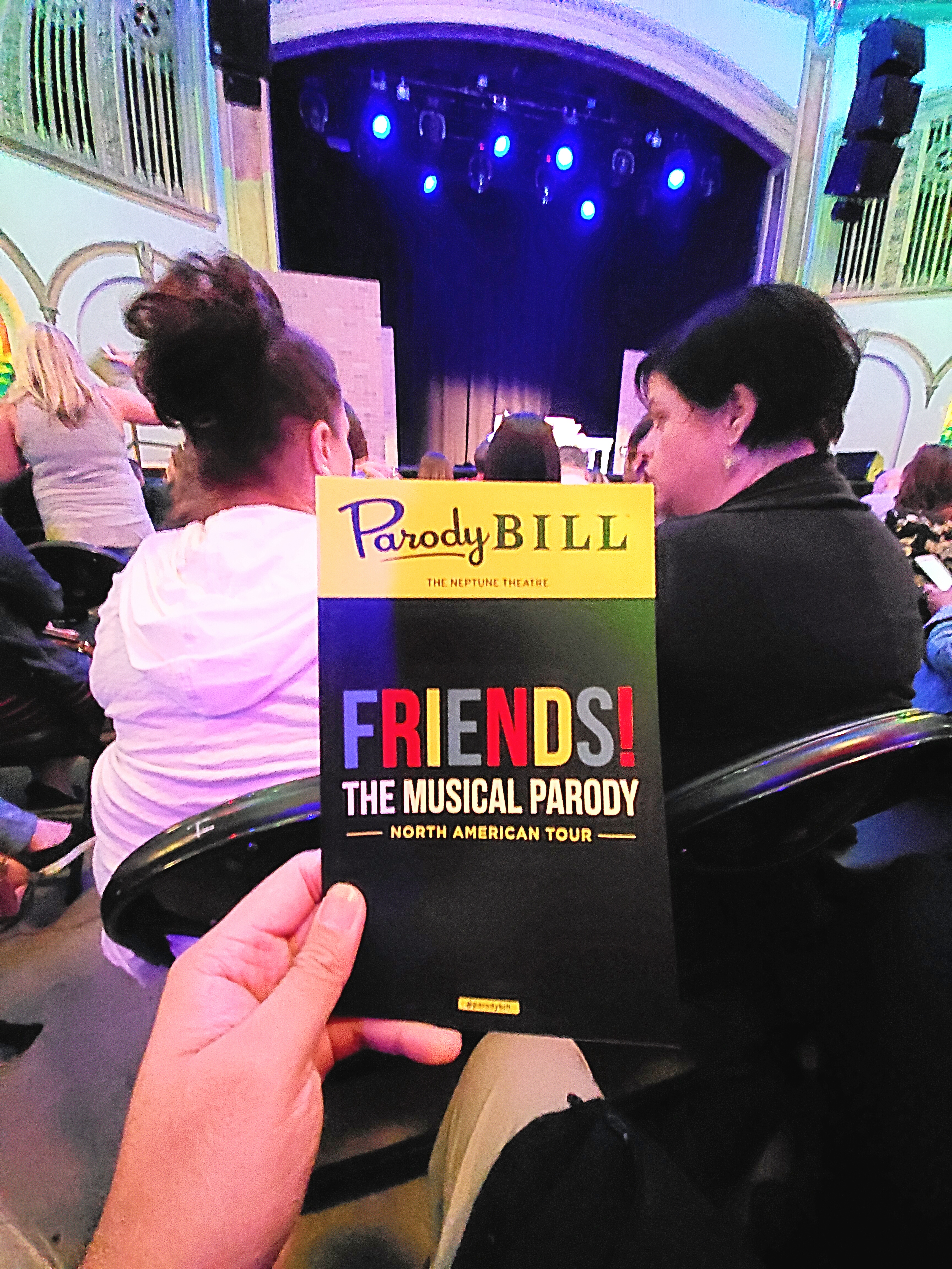 Sold out @FriendsMusicalParody #tour w/ @STGPresents. Venue was general admission ? & too #casual/#grungy. Why not Paramount Theatre? #Hilarious #uncanny impersonations (esp Rachael). @Friends #musical