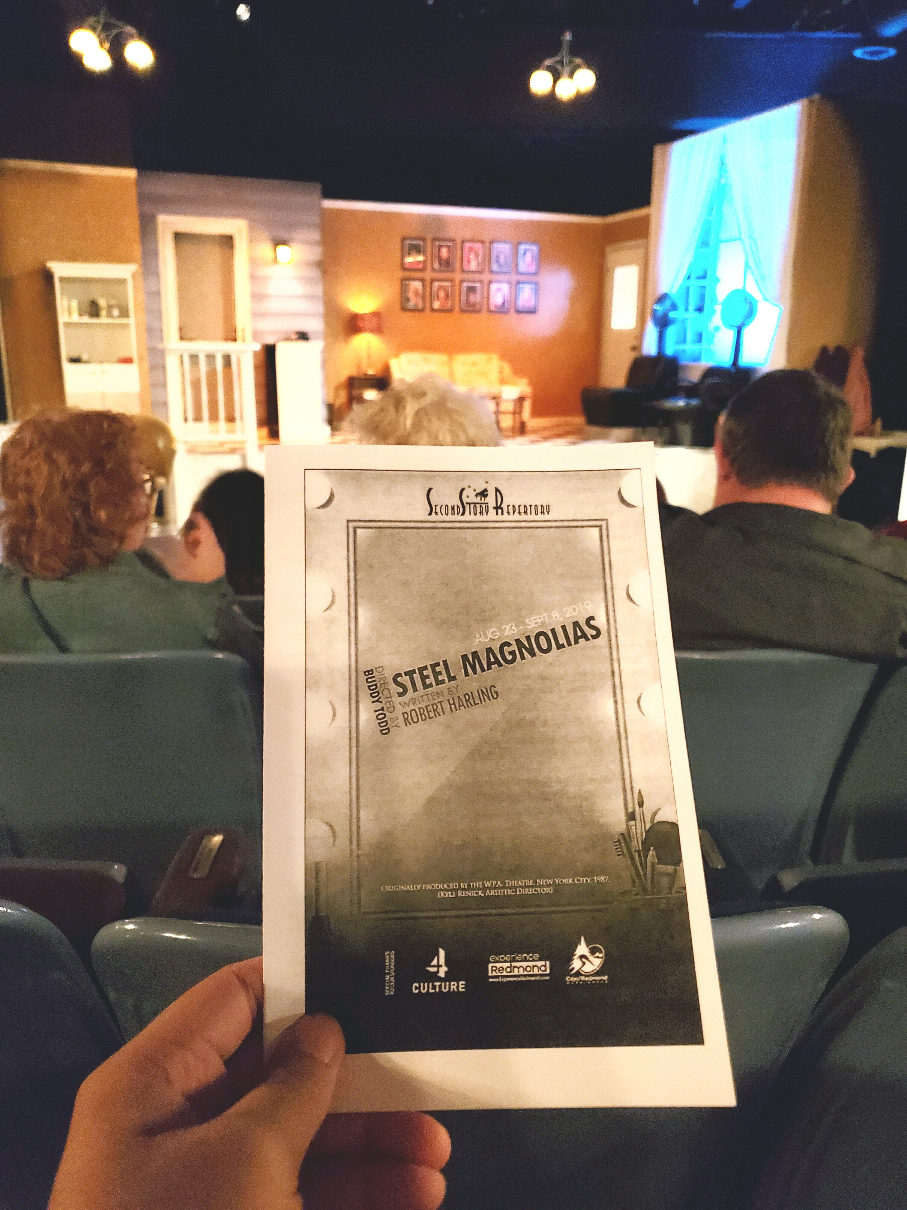 #SteelMagnolias at @SecondStoryRep. Good actresses & dialogue. But the script desperately needed better plot progression or more scene changes. Surprised that this #play inspired 3 screen adaptations. #DrinkYourJuiceShelby #diabetes