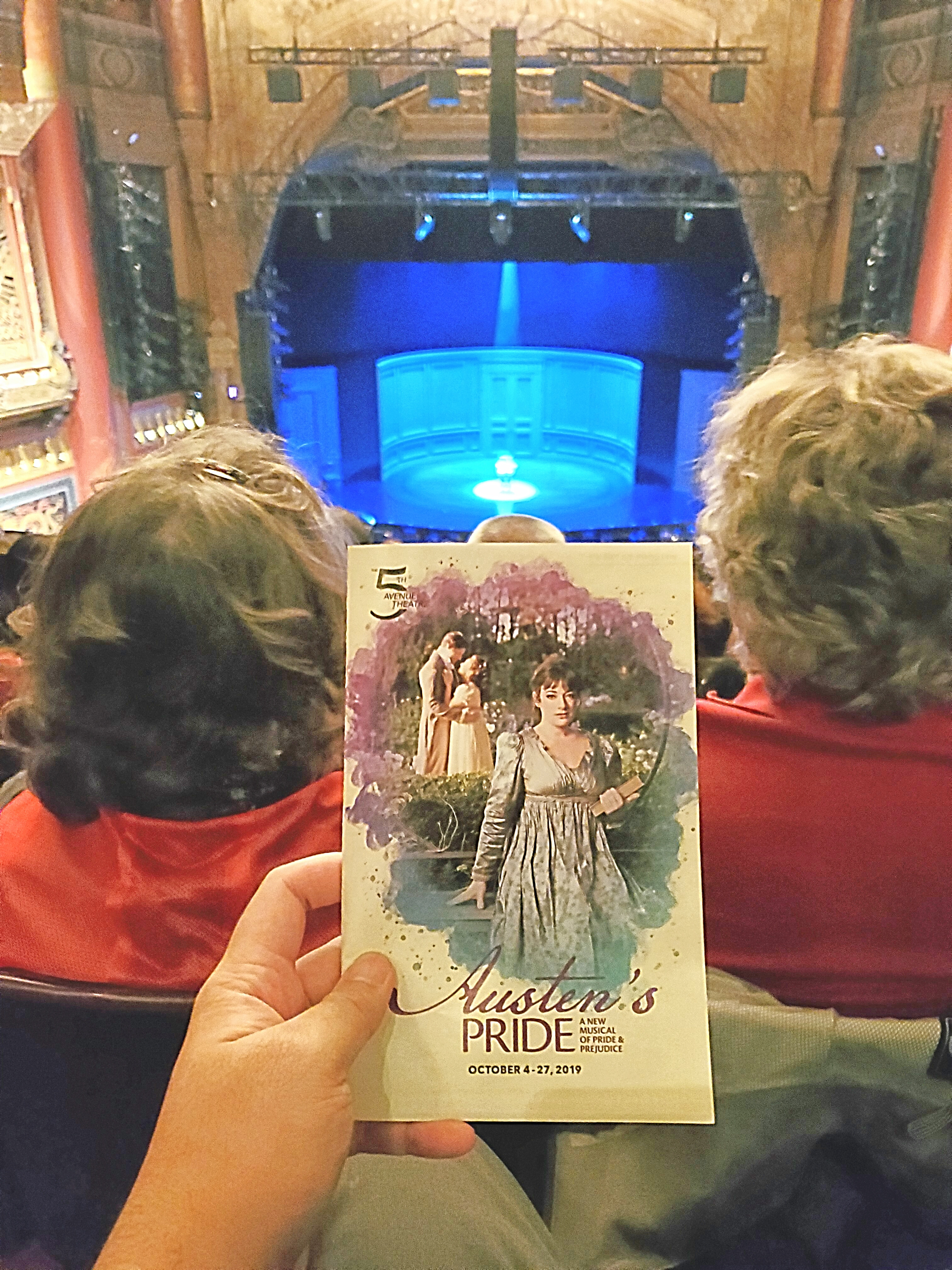 Austen's Pride: A New Musical of Pride and Prejudice at The 5th Avenue Theatre. Well-portrayed Miss Bingley & Lady Catherine de Bourgh. Good theater company but sadly a #tepid #musical. #JaneAusten #MrDarcy