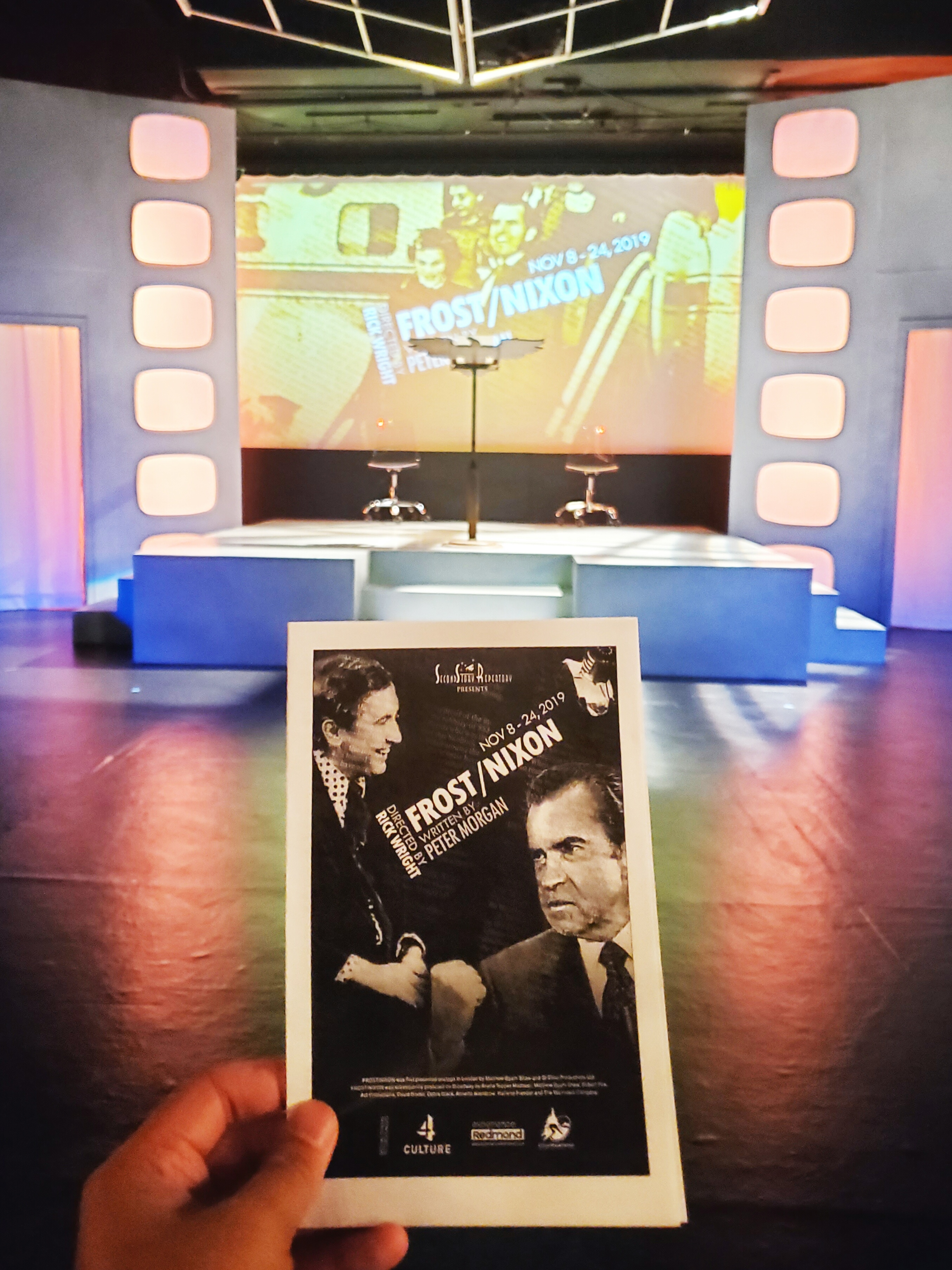 Frost / Nixon at SecondStory Repertory w/ dad. Interesting dramatic portrayal of a potentially dry topic. Timely #play considering the #impeachment inquiry against the current #president. #Watergate #Nixon #politics #scandal #impeach