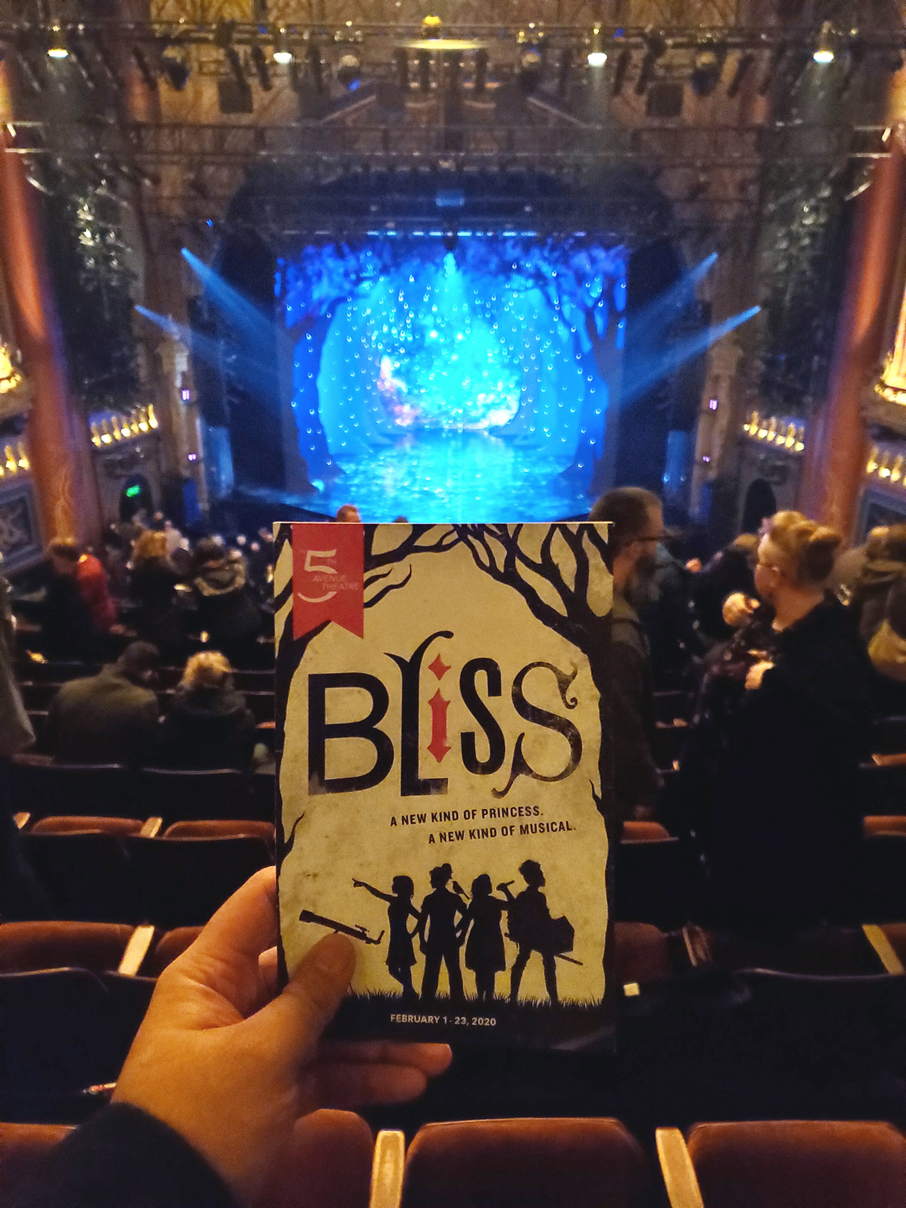 Bliss the Musical at The 5th Avenue Theatre. Novel lagoon & fairy godfather (Mario Cantone) elements. Loved the traditional perfect Stepford Cinderella-like #princesses. But the rah-rah #girlPower #sisterhood #snowflake message was overplayed 🙄. Also wish the hilarious butch lesbian #princess was featured more.